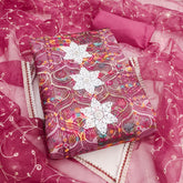 Decorative Embroidery work on cotton silk unstitched suit set